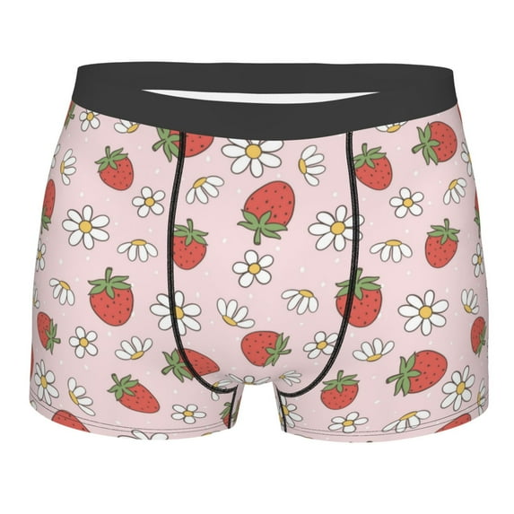 Bingfone Strawberry Floral Men's Underwear - Casual Stretch Boxer Briefs-X-Large