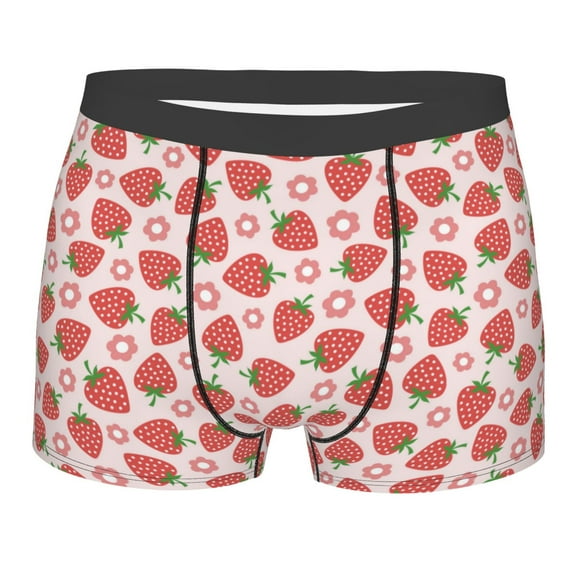 Bingfone Strawberry Flower Men's Underwear - Casual Stretch Boxer Briefs-Large