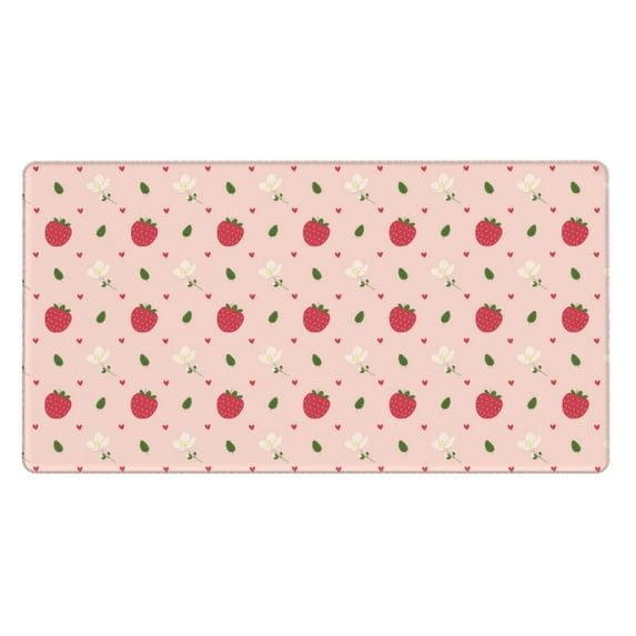 Bingfone Strawberry Large Gaming Mouse Pad,Extended Desk Mousepad with Stitched Edges,Non-Slip Base,Water Resist Keyboard Pad for Gamer, Office & Home, 29.5 x 16 in