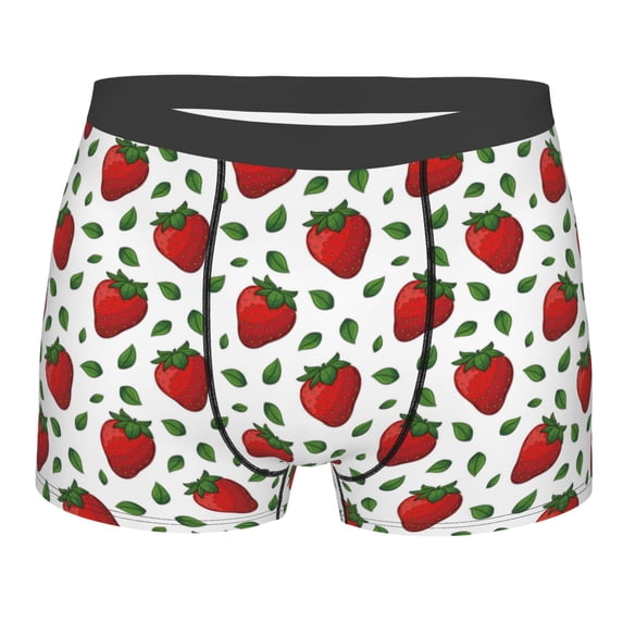 Bingfone Strawberry Men's Underwear - Casual Stretch Boxer Briefs-X-Large