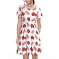 thumbnail image 1 of Bingfone Strawberry Print Women’s Short Sleeve Dress, Comfortable Casual Dress, Stylish Summer Dress with Stretchy Fit for Daily Wear, 1 of 6