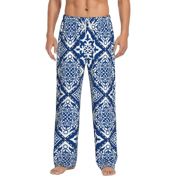 Bingfone Stylized Flowers Vintage Boho Mens All Over Print Sleep Pajama Pants-Small