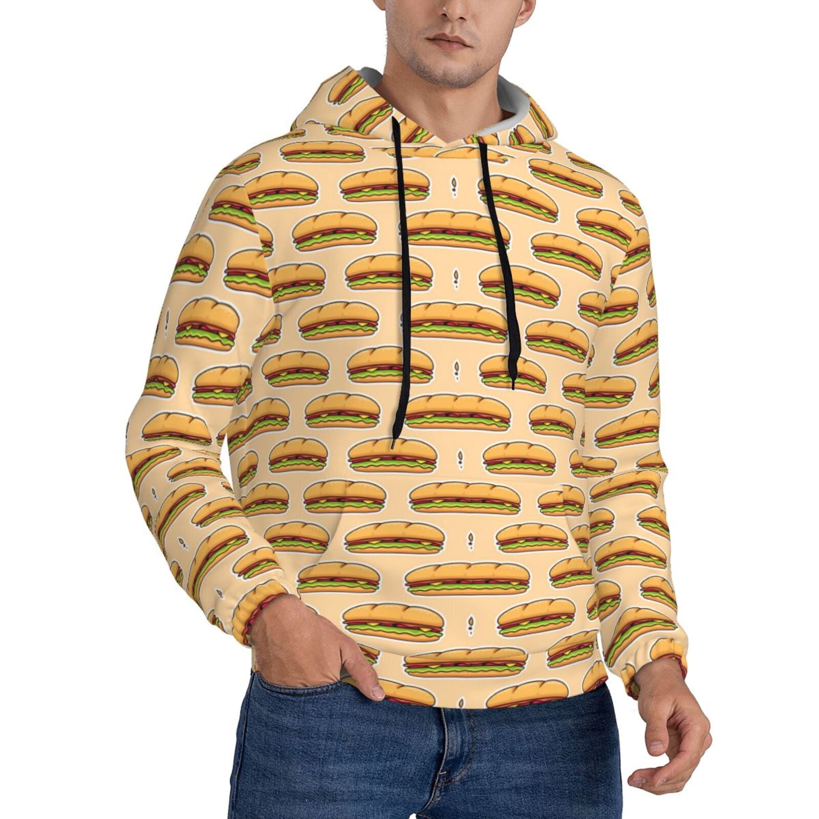 Bingfone Submarine Sub Sandwich Men s Drawstring Hoodie Long Sleeve bingfone-submarine-sub-sandwich-men-s-drawstring-hoodie-long-sleeve