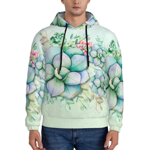 Bingfone Succulent Men'S Drawstring Hoodie Long Sleeve Pocket Sweatshirts-3x-Large