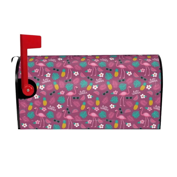 Bingfone Summer Flamingo Magnetic Mailbox Cover Standard Size for Garden Yard Outdoor Decorations-25.5x21 in