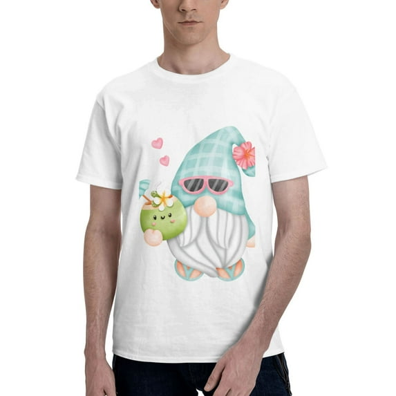 Bingfone Summer Gnome,Cute Gnome Men'S Loose Fit Short-Sleeve Pocket T-Shirt