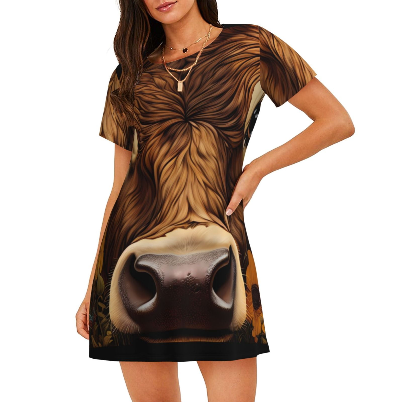 Buttery Shirley Lounge Nightgown - Hyland Cow (Small - 3X)