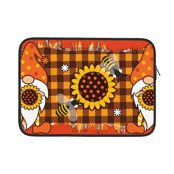 Bingfone Sunflower Gnomes And Bees Laptop Sleeve Case 13 Inch, 360° Protective Computer Carrying Bag