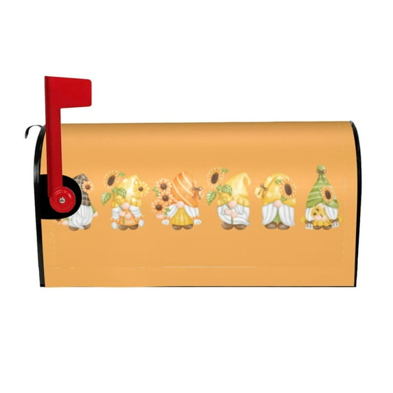 Bingfone Sunflower Gnomes,Cute Gnome Magnetic Mailbox Cover Standard Size For Garden Yard Outdoor Decorations-25.5x21 In