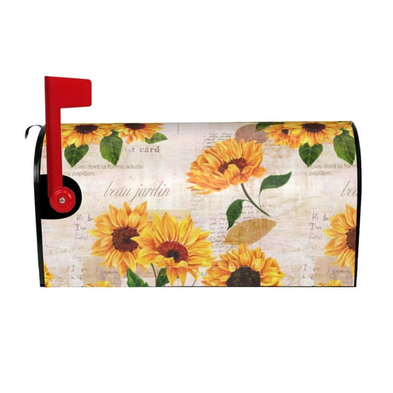Bingfone Sunflower Magnetic Mailbox Cover Standard Size For Garden Yard Outdoor Decorations-21x18 In