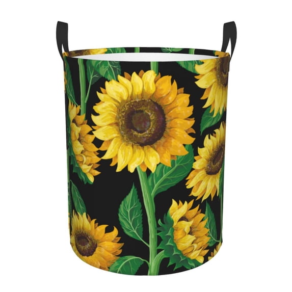 Bingfone Sunflower Waterproof Foldable Laundry Hamper Bucket With Handles For Storage Bin,Clothes Hamper (Medium)