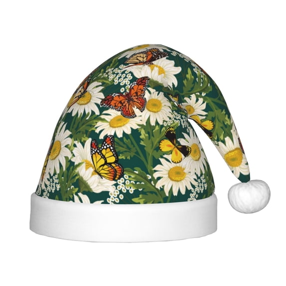 Bingfone Sunflowers And Butterflies for Kids Christmas Hat Santa Hat for Boys Girls Teenager for Christmas New Year Xmas Festive Holiday Party Supplies Gifts