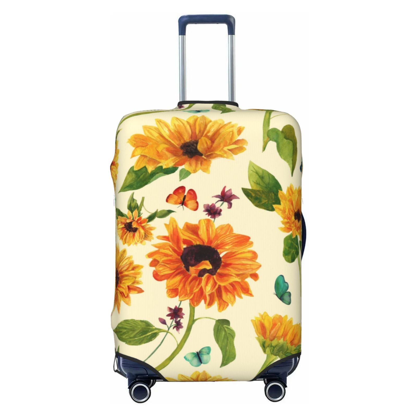 Bingfone Sunflowers And Butterflies Luggage Cover Washable Suitcase