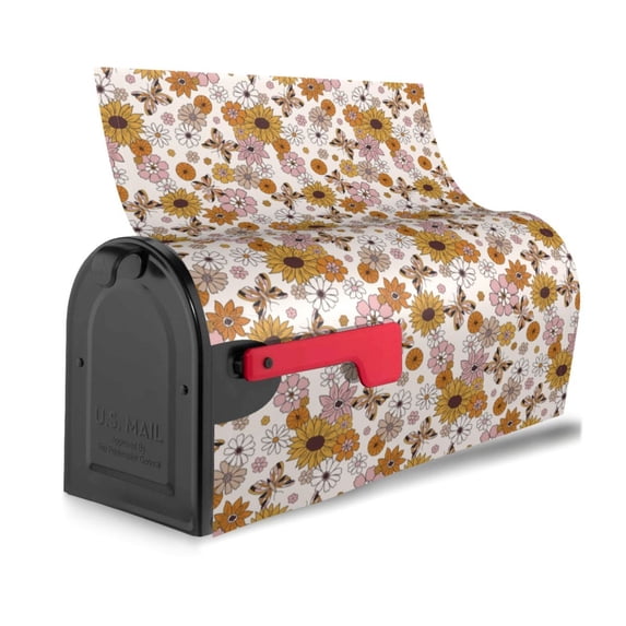 Bingfone Sunflowers And Butterflies Magnetic Mailbox Cover Standard Size for Garden Yard Outdoor Decorations-21x18 in