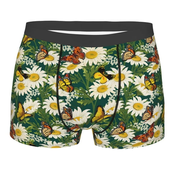 Bingfone Sunflowers And Butterflies Men's Underwear - Casual Stretch Boxer Briefs-Large