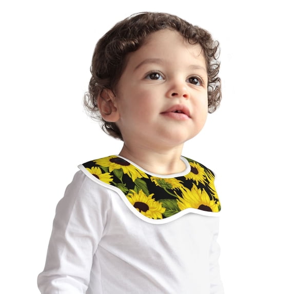 Bingfone Sunflowers In Vintage Soft Bibs For Baby Boy Girl 360 Rotate Petal Absorbent Bibs Washable For Drooling Teething