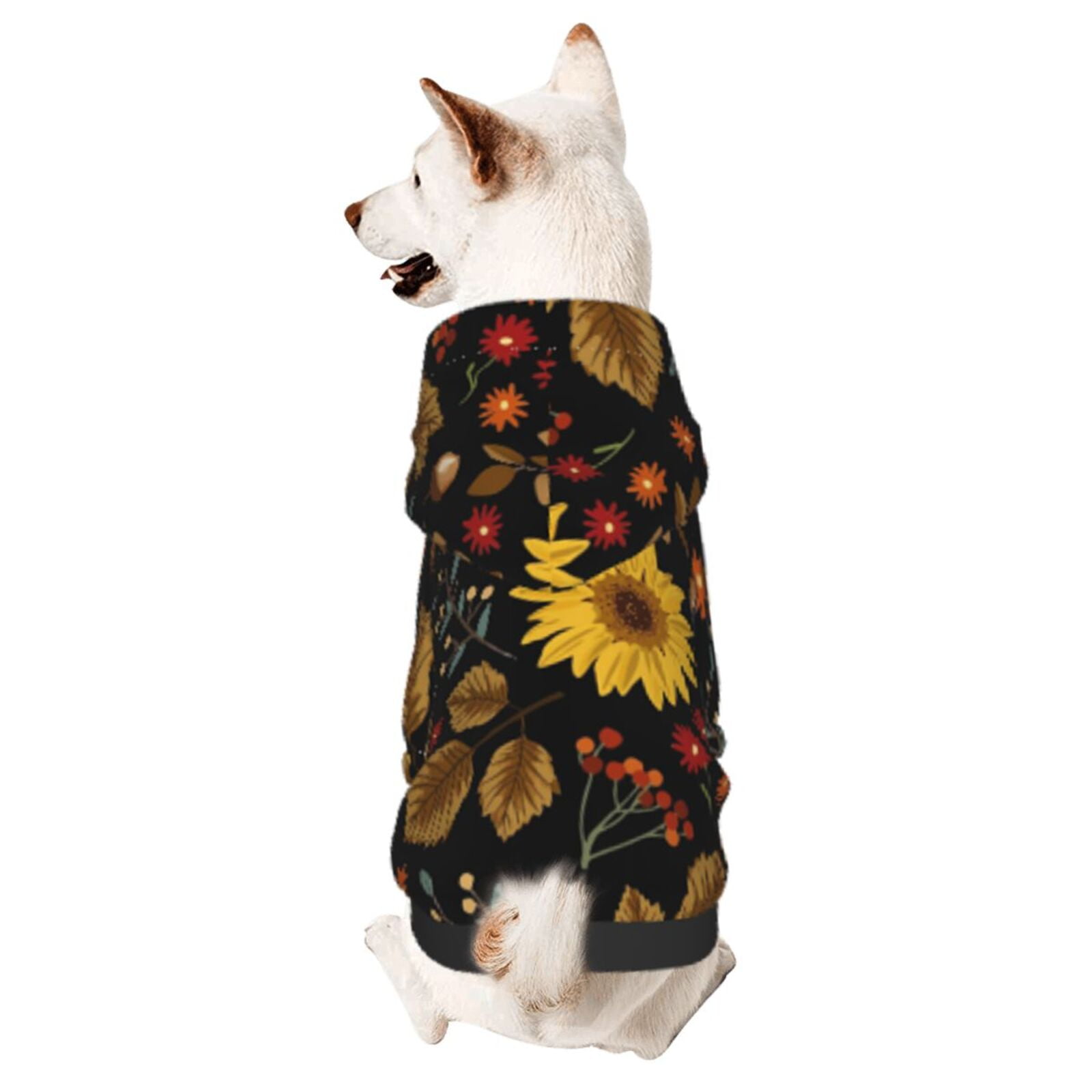 Bingfone Sunflowers Leaves Dog Clothes Hoodie, Pet Winter Coat,Puppy Sweatshirts For Small Dogs