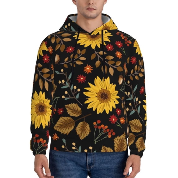 Bingfone Sunflowers Leaves Men'S Drawstring Hoodie Long Sleeve Pocket Sweatshirts-Xx-Large