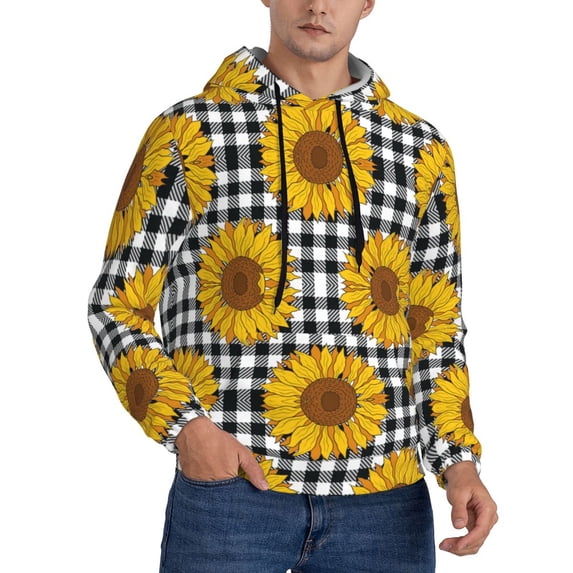 Bingfone Sunflowers Men's Drawstring Hoodie Long Sleeve Pocket Sweatshirts-X-Large