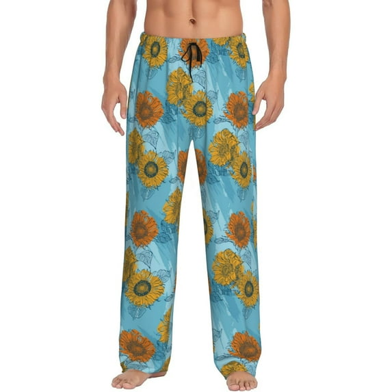 Bingfone Sunflowers Mens All Over Print Sleep Pajama Pants-Small