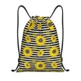 thumbnail image 1 of Bingfone Sunflowers On Black And White Stripes Drawstrings Backpacks Bags for Men Women Gym Drawstrings Bag-Small, 1 of 8
