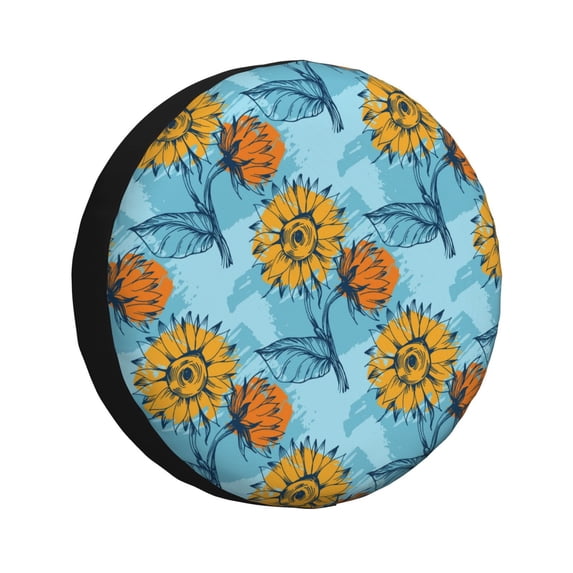 Bingfone Sunflowers Spare Tire Cover Weatherproof Universal Wheel Protectors for RV Camper Travel Trailer SUV Truck-15 inch