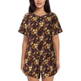 thumbnail image 1 of Bingfone Sunflowers with Skull and Hand Print Pajamas Sets for Women Soft Short-Sleeved Pjs with Lounge Shorts Two Piece Sleepwear, 1 of 8