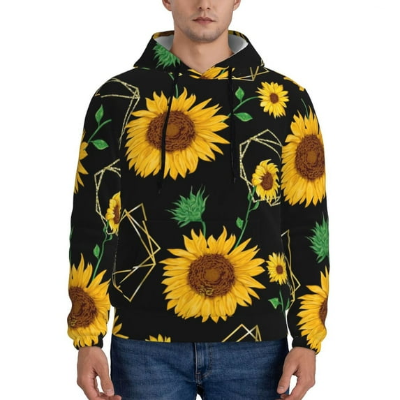 Bingfone Sunflowers3 Men'S Drawstring Hoodie Long Sleeve Pocket Sweatshirts-Medium