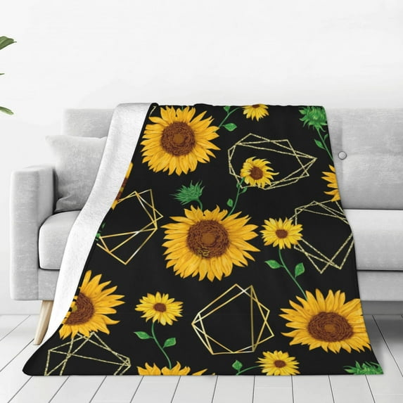 Bingfone Sunflowers3 Print Flannel Fleece Blanket Throw Blanket For Bed,Sofa,Couch,Travel,Camping(60"X50")