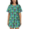 thumbnail image 1 of Bingfone Sunmmer Cat Print Pajamas Sets for Women Soft Short-Sleeved Pjs with Lounge Shorts Two Piece Sleepwear, 1 of 1