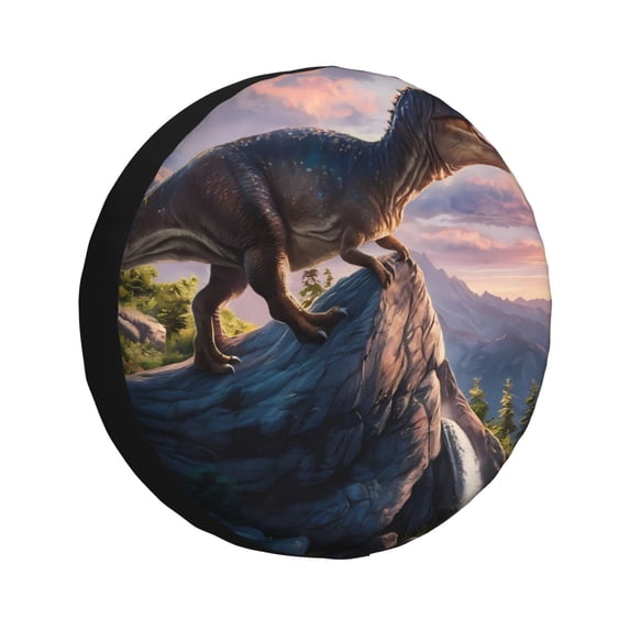 Bingfone Sunset Cliff Dinosaur Spare Tire Cover Weatherproof Universal Wheel Protectors for RV Camper Travel Trailer SUV Truck-17 inch