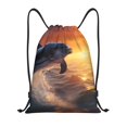 thumbnail image 1 of Bingfone Sunset Dancing Dolphin Drawstrings Backpacks Bags for Men Women Gym Drawstrings Bag-Medium, 1 of 8