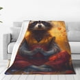 thumbnail image 1 of Bingfone Sunset Flower Meditating Raccoon Print Flannel Fleece Blanket Throw Blanket for Bed,Sofa,Couch,Travel,Camping(80"x60" ), 1 of 8
