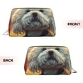 thumbnail image 1 of Bingfone Sunset Meditating Bichon Frise Print Leather Makeup Bag, Portable Hand-held Zipper Female Cosmetic Bag Toiletry Bag, Suitable for Home and Travel, 1 of 6