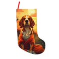thumbnail image 1 of Bingfone Sunset Meditating Dog Print Personalized Christmas Stocking - Snowman Design Large 18 inch,Family Holiday Season Decor, 1 of 8