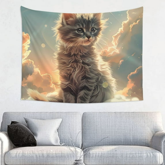 Bingfone Sunshine Cloud Kitten Tapestry Wall Hanging Decor for Living Room Bedroom Dorm Classroom Office Decor 29x37 Inch