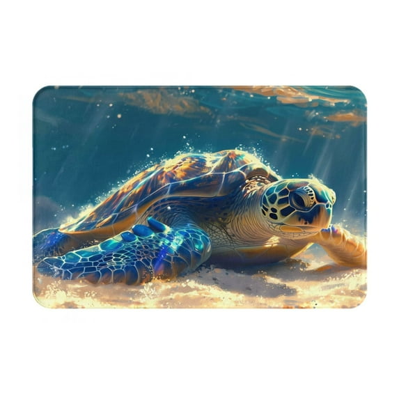 Bingfone Sunshine Underwater Sand Turtle Door Mat 16"x24" Front Entrance Non-Slip Low Profile Washable for Entryway
