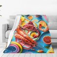 Bingfone Surreal Seafood Extravaganza Print Flannel Fleece Blanket