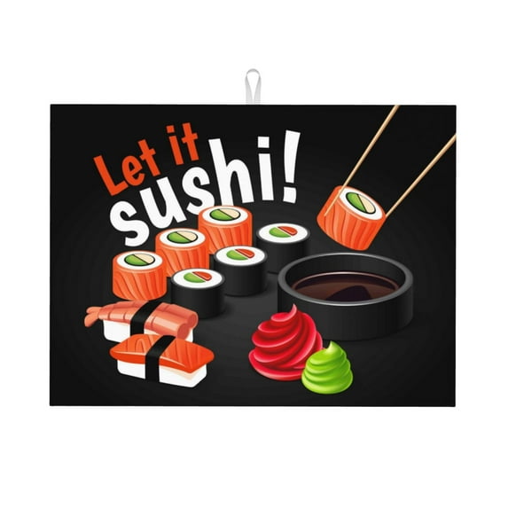 Bingfone Sushi (2) ,18" X 24"Dish Drying Mat For Kitchen Counter,Ultra Absorbent Microfiber