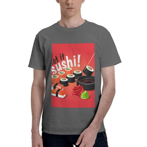 Bingfone Sushi Men'S Loose Fit Short-Sleeve Pocket T-Shirt