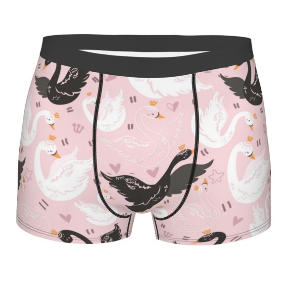 Bingfone Swan And Flowers2 Men's Underwear - Casual Stretch Boxer Briefs-Medium