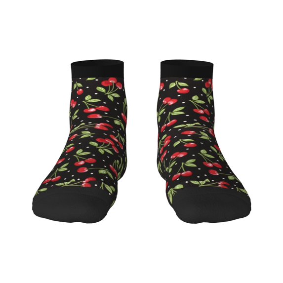 Bingfone Sweet Red Cherry Design Patterned Men'S Women'S Casual Cotton Socks