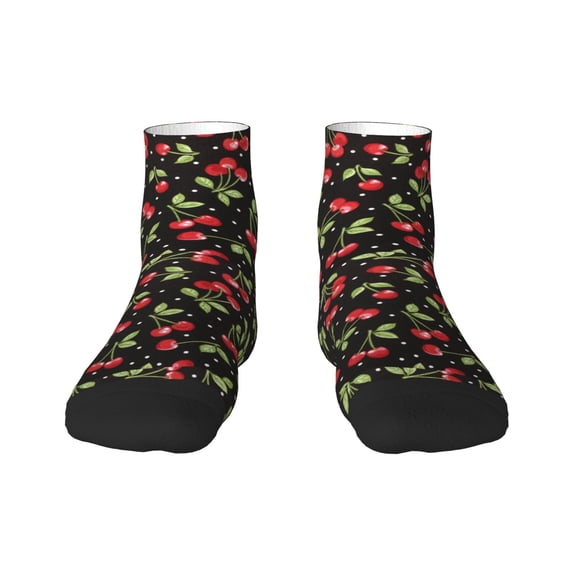 Bingfone Sweet Red Cherry Design Patterned Men'S Women'S Casual Cotton Socks