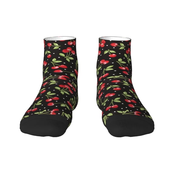 Bingfone Sweet Red Cherry Design Patterned Men'S Women'S Casual Cotton Socks