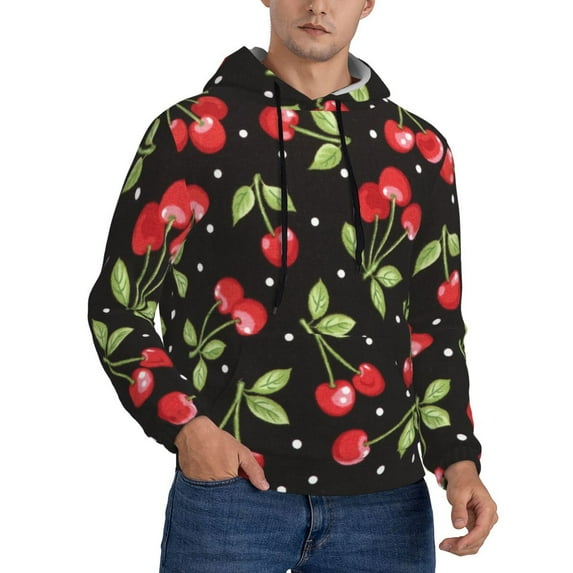 Bingfone Sweet Red Cherry Men'S Drawstring Hoodie Long Sleeve Pocket Sweatshirts-4x-Large