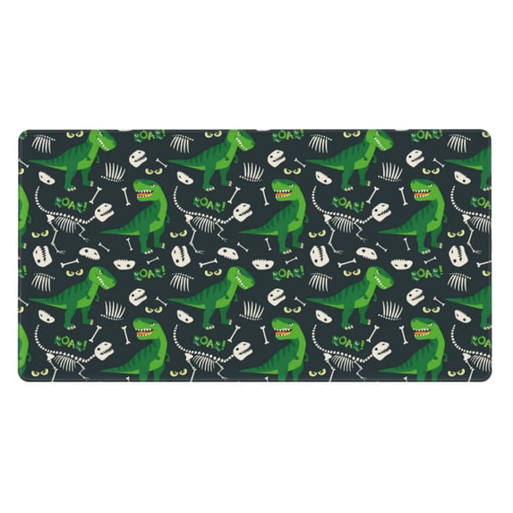 Bingfone T Rex And Dinosaur Bone Large Gaming Mouse Pad,Extended Desk Mousepad With Stitched Edges,Non-Slip Base,Water Resist Keyboard Pad For Gamer, Office & Home, 29.5 X 16 In