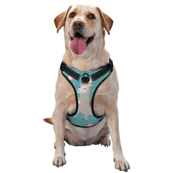 Bingfone Teal Mama Llama No Pull Dog Vest Harness For Small Medium Large Dogs Strap For Puppy Walking,Training,Dog Harness-Large