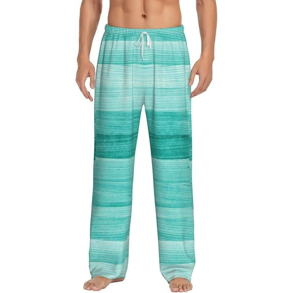 Bingfone Teal Turquoise Mens All Over Print Sleep Pajama Pants-Medium