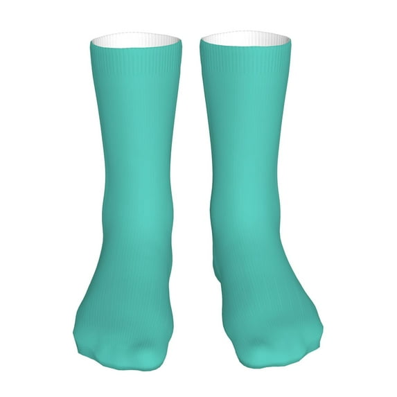 Bingfone Teal Turquoise Prirnt Women's Men's Fun Pattern and Solid Crew Socks-1 Pair Pack-Cool & Classic Novelty Design Gifts