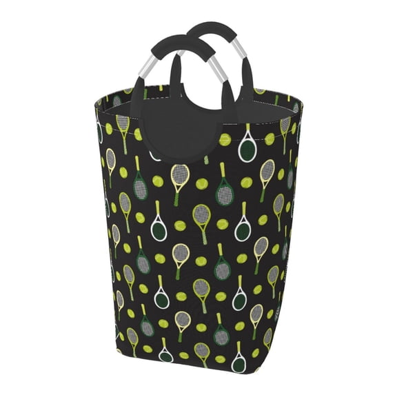 Bingfone Tennis Rackets Laundry Hamper,Large Canvas Fabric Lightweight Storage Basket Toy Organizer Dirty Clothes Collapsible